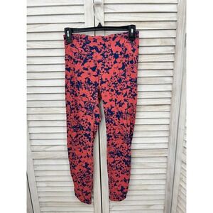 Lululemon Floral Leggings Size 6 Coral Pink Blue Boho Yoga Athletic Pants